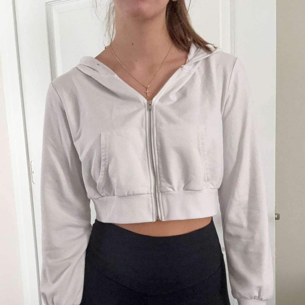 Cropped zip up hoodie